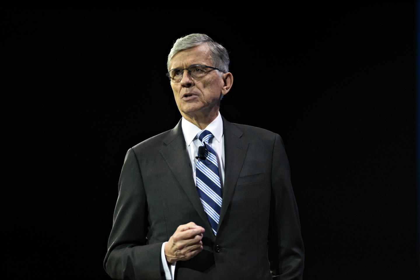 Thomas Wheeler, chairman of the U.S. Federal Communications Commission (FCC), speaks at INTX: The Internet & Television Expo in Chicago, Illinois, U.S., on Wednesday, May 6, 2015. The event, formerly known as the The Cable Show, has been the reimagined for doing business in the digital economy by the National Cable and Telecommunications Association (NCTA). Photographer: Daniel Acker/Bloomberg *** Local Caption *** Thomas Wheeler