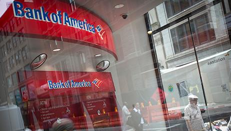 A Bank Of America ATM is pictured in the Manhattan borough of New York