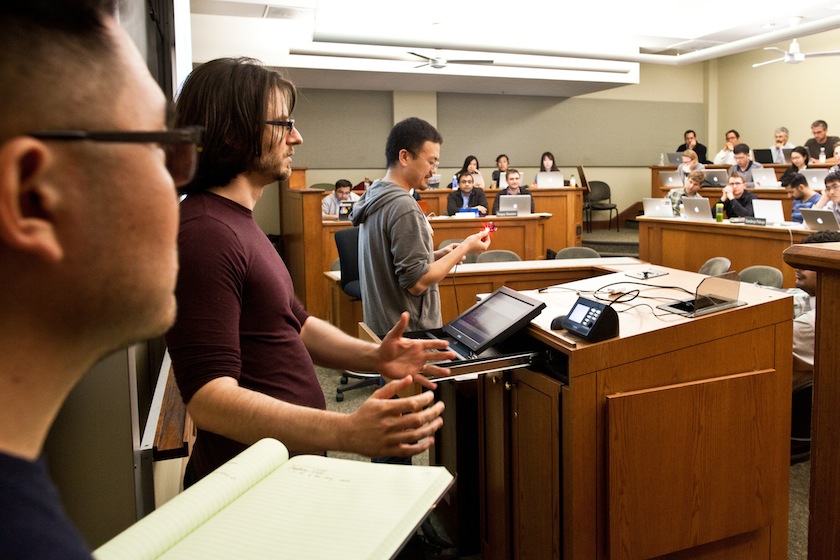 Students present on their progress in Steve Blank’s Lean LaunchPad class at U.C. Berkeley Haas School of Business