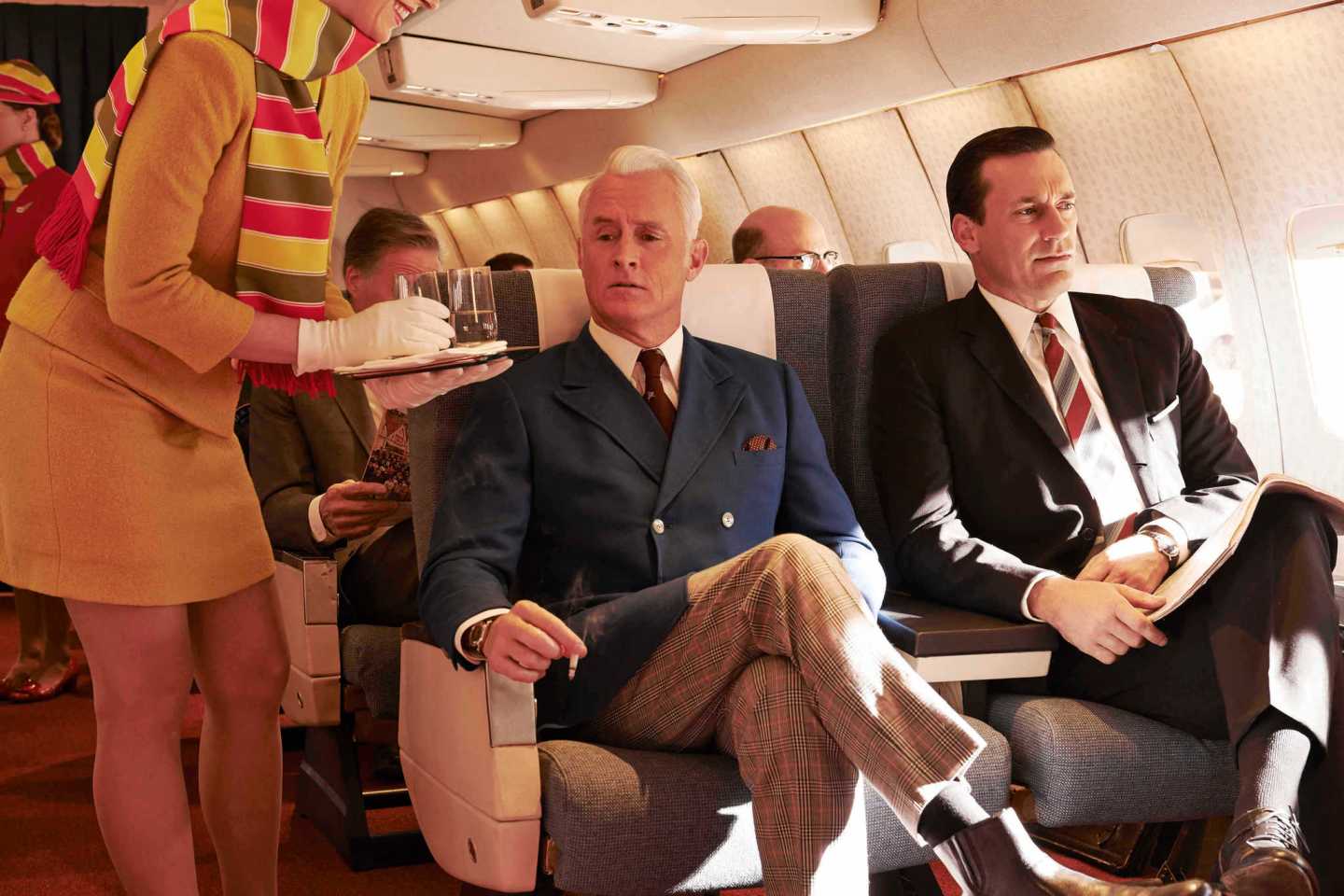 Roger Sterling (John Slattery) and Don Draper (Jon Hamm) - Mad Men _ Season 7, Gallery - Photo Credit: Frank Ockenfels 3/AMC
