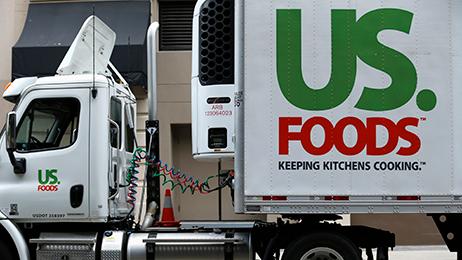 A US. Foods truck is shown on delivery in in San Diego