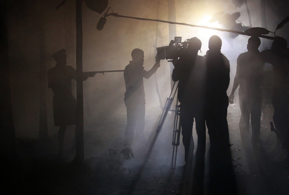 Director Kunle Afolayan, on the set of his new movie, which will be distributed on Netflix.