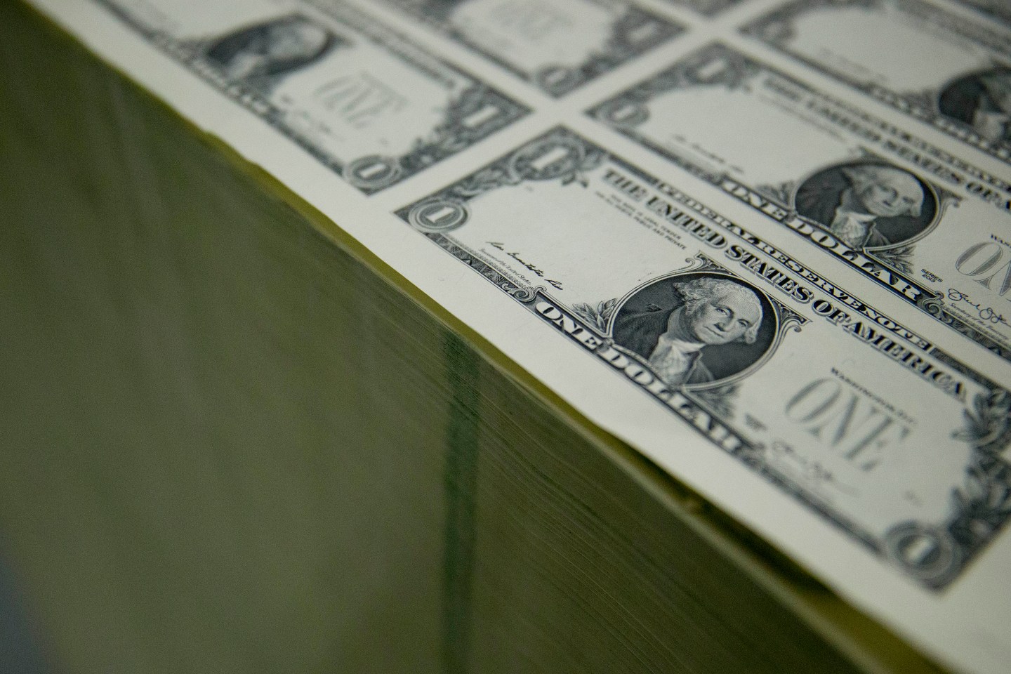 Operations At The Bureau Of Engraving And Printing As The $1 Bill Is Printed