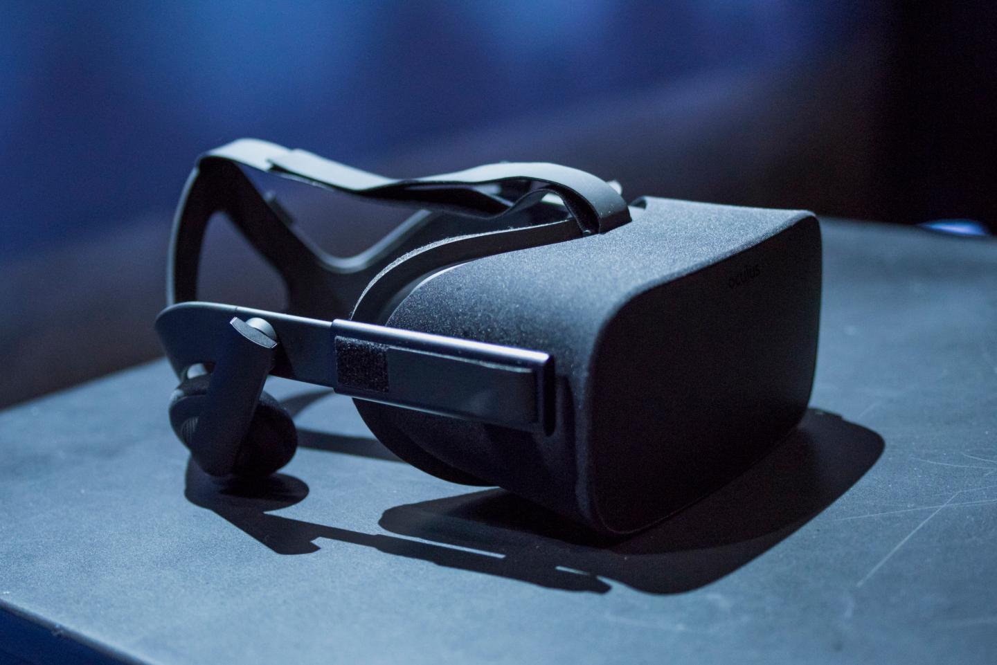 The Oculus Rift is arranged for a photograph during the Oculus VR Inc. "Step Into The Rift" event in San Francisco, California, U.S., on Thursday, June 11, 2015. Facebook Inc.'s Oculus virtual-reality headsets will work with Microsoft Corp.'s Windows 10 and use the software maker's wireless Xbox game controller. Photographer: David Paul Morris/Bloomberg *** Local Caption *** Palmer Luckey