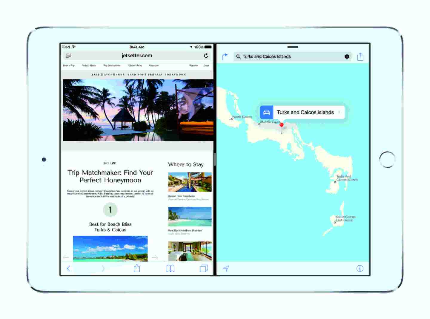 An example of the new Split View feature to be released with iOS 9. 