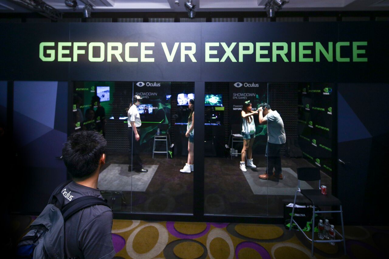At Computec, attendees checked out virtual reality at the Nvidia GeForce VR Experience