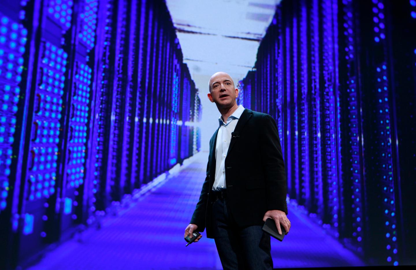 Amazon CEO Jeff Bezos speaks at a news conference during the launch of Amazon's new tablets in New York
