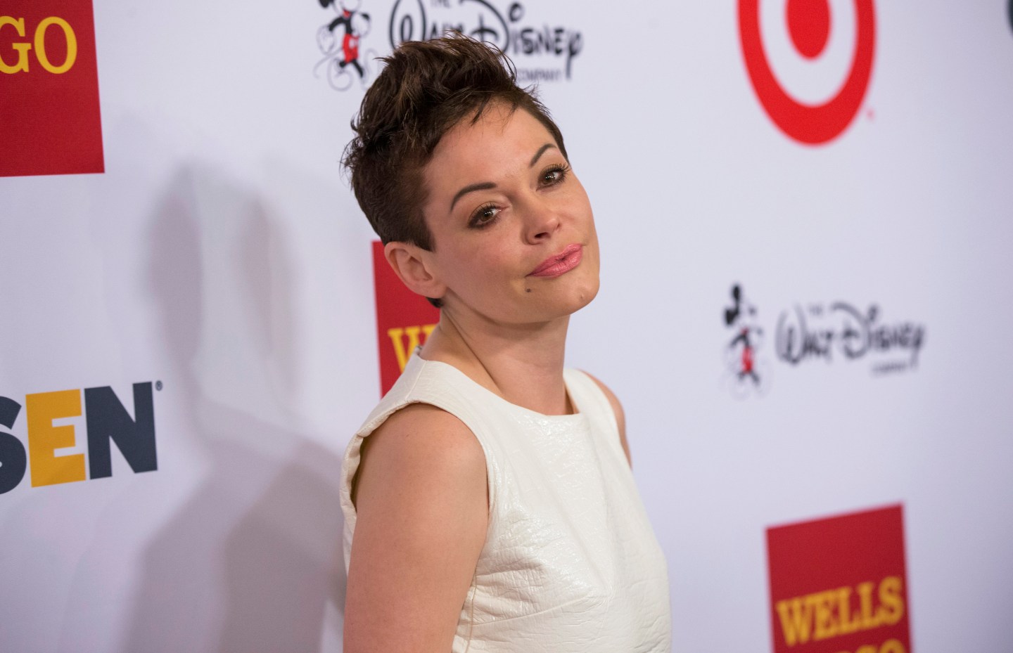 Actress McGowan poses at the 10th Annual GLSEN Respect Awards in Beverly Hills