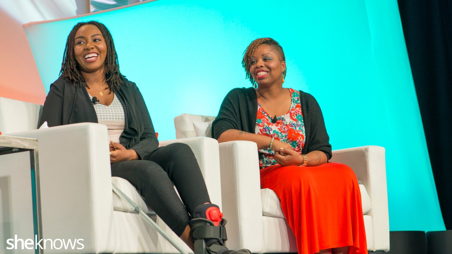#BlackLivesMatter Blogher15 keynote, July 16, 2015. Patrisse Cullors, Opal Tometi and Vanessa De Luca, Hilton Hotel, New York. Photos By Tiffany Hagler-Geard/Sheknows