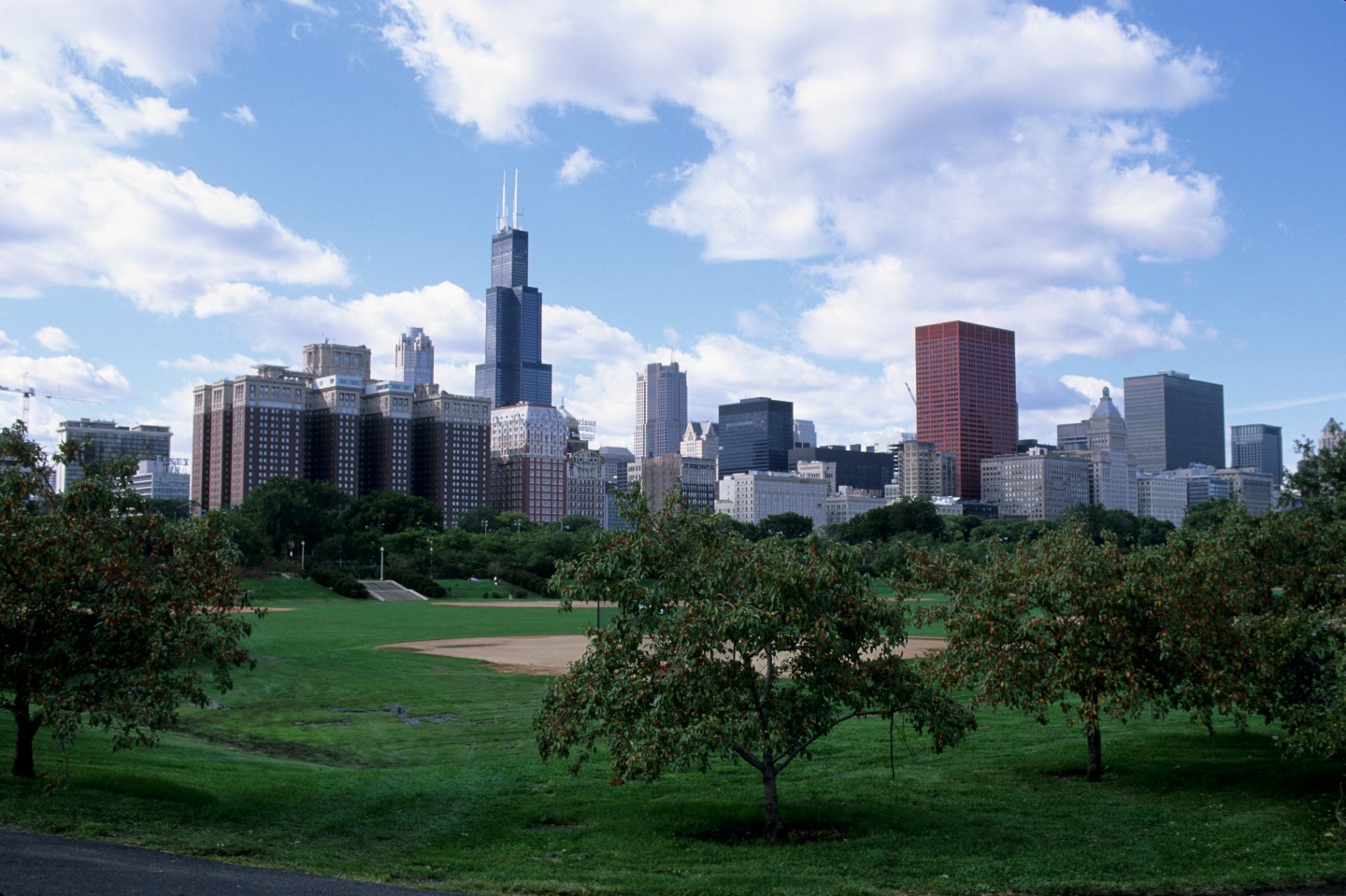 USA, Illinois, Chicago, Grant Park, Chicago Skyline