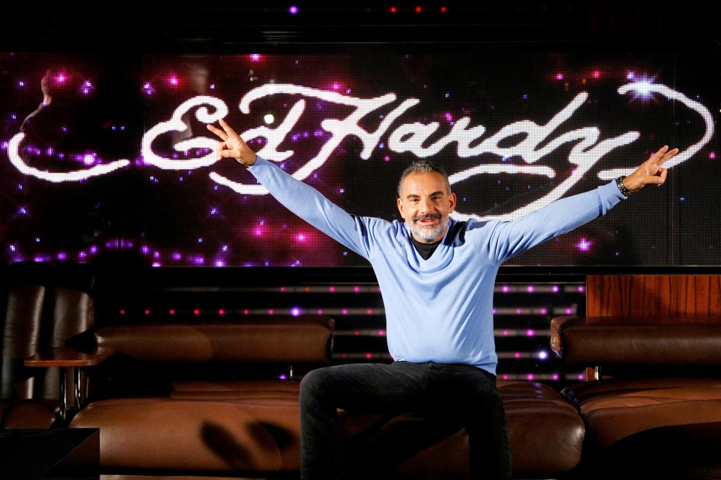 Designer Christian Audigier poses for the media at east hotel during his Hamburg visit on May 27, 2010 in Hamburg, Germany.