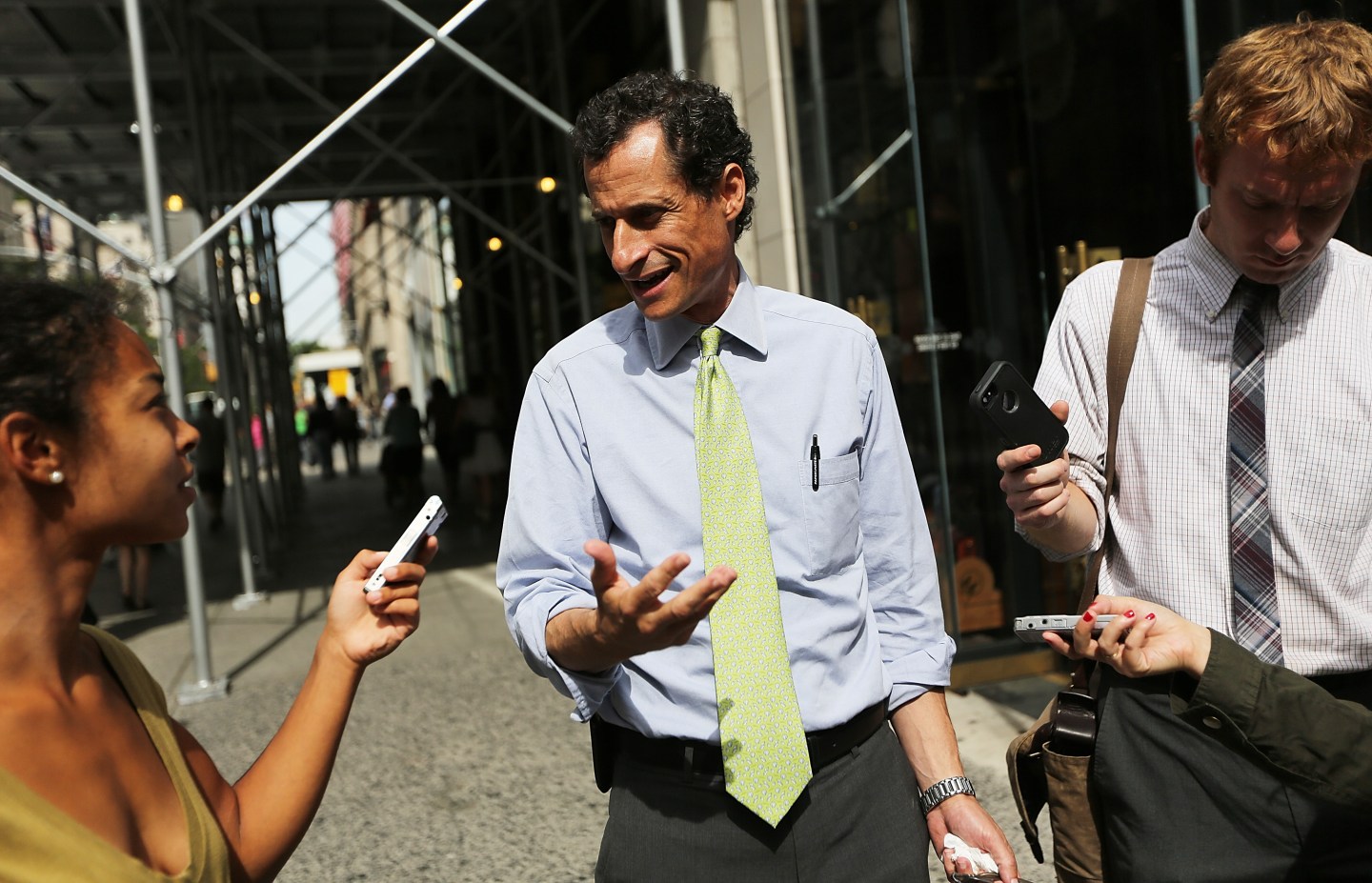 Anthony Weiner Visits His Campaign Headquarters