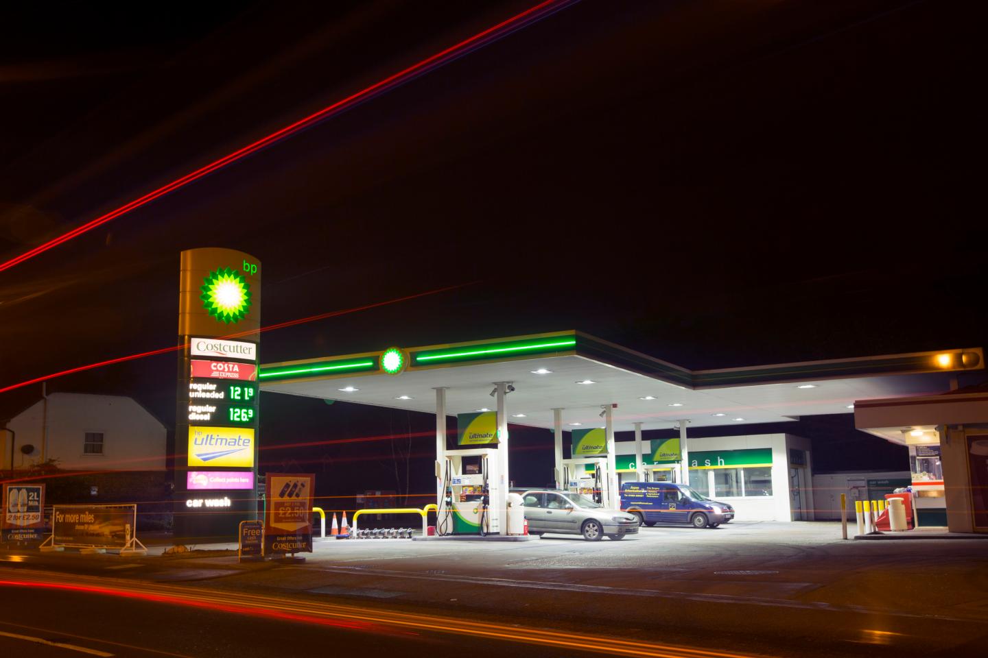 Petrol Prices At U.K. Gas Stations As Price Of Oil Continues To Fall