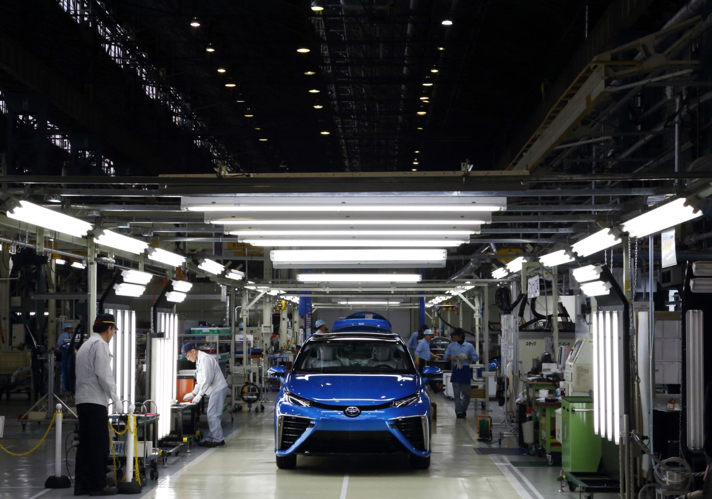 Toyota Motor Corp. President Akio Toyoda Attends Line Off Event For The Mirai Fuel Cell Vehicle