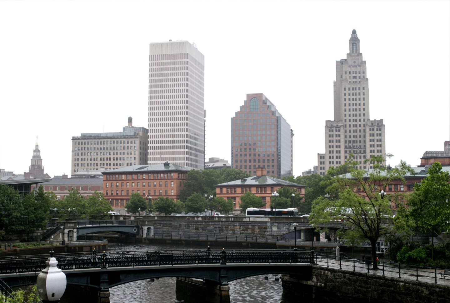 PROVIDENCE, RI - JUNE 15: Clouds hang over the river walk in Providence, Rhode Island, June 15, 2015. (Photo by Keith Bedford for The Boston Globe via Getty Images)