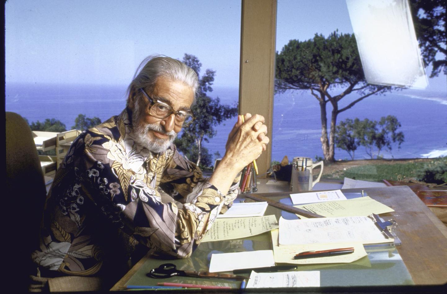 Author Theodore Geisel ("Dr Seuss") at home