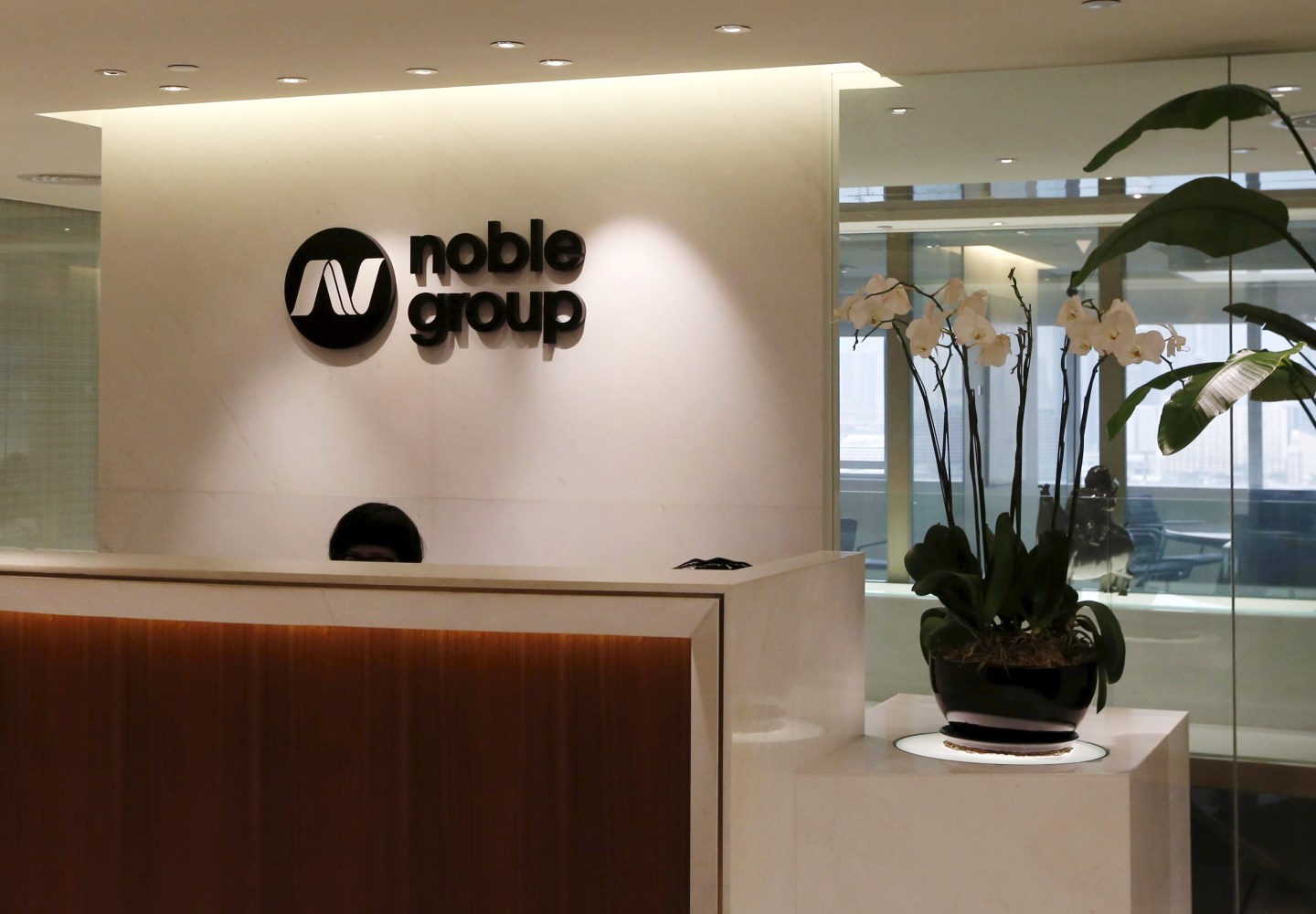 The reception of Noble Group is seen at its headquarters in Hong Kong