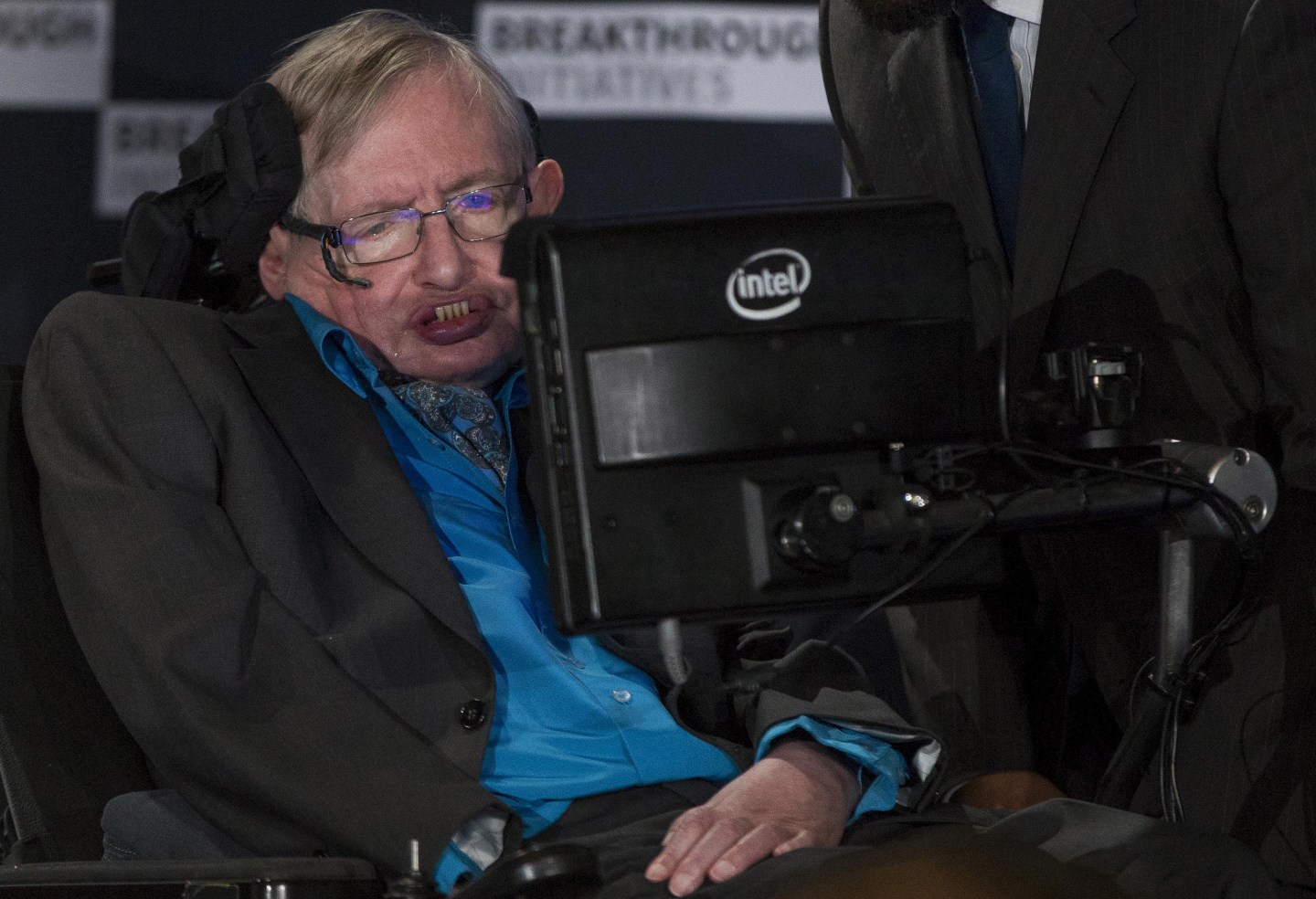 Professor Hawking speaks at a media event to launch a global science initiative at The Royal Society in London