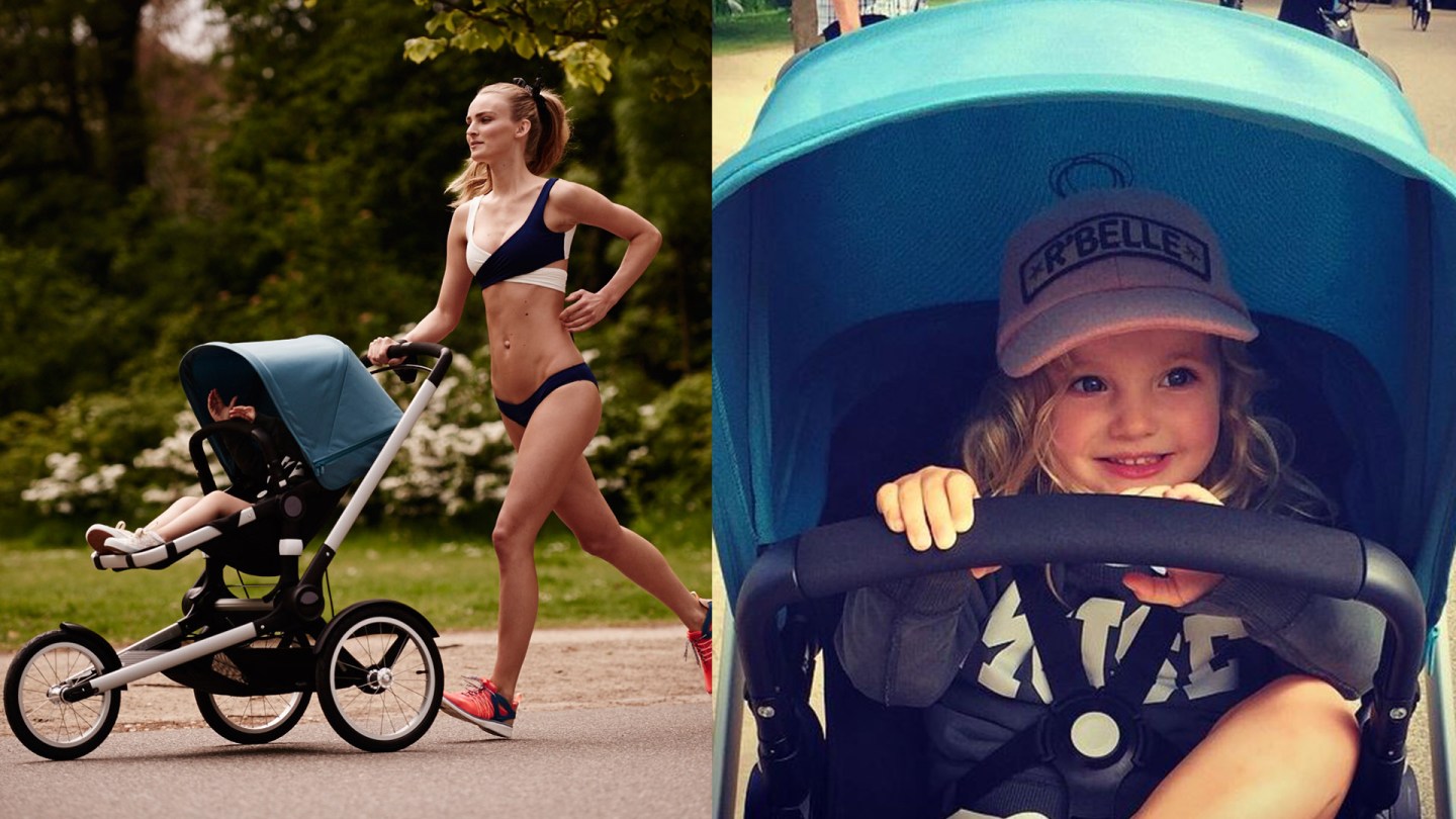 This photo of model Ymre Stiekema for a Bugaboo shoot has caused an uproar among mothers after it was posted on social media.