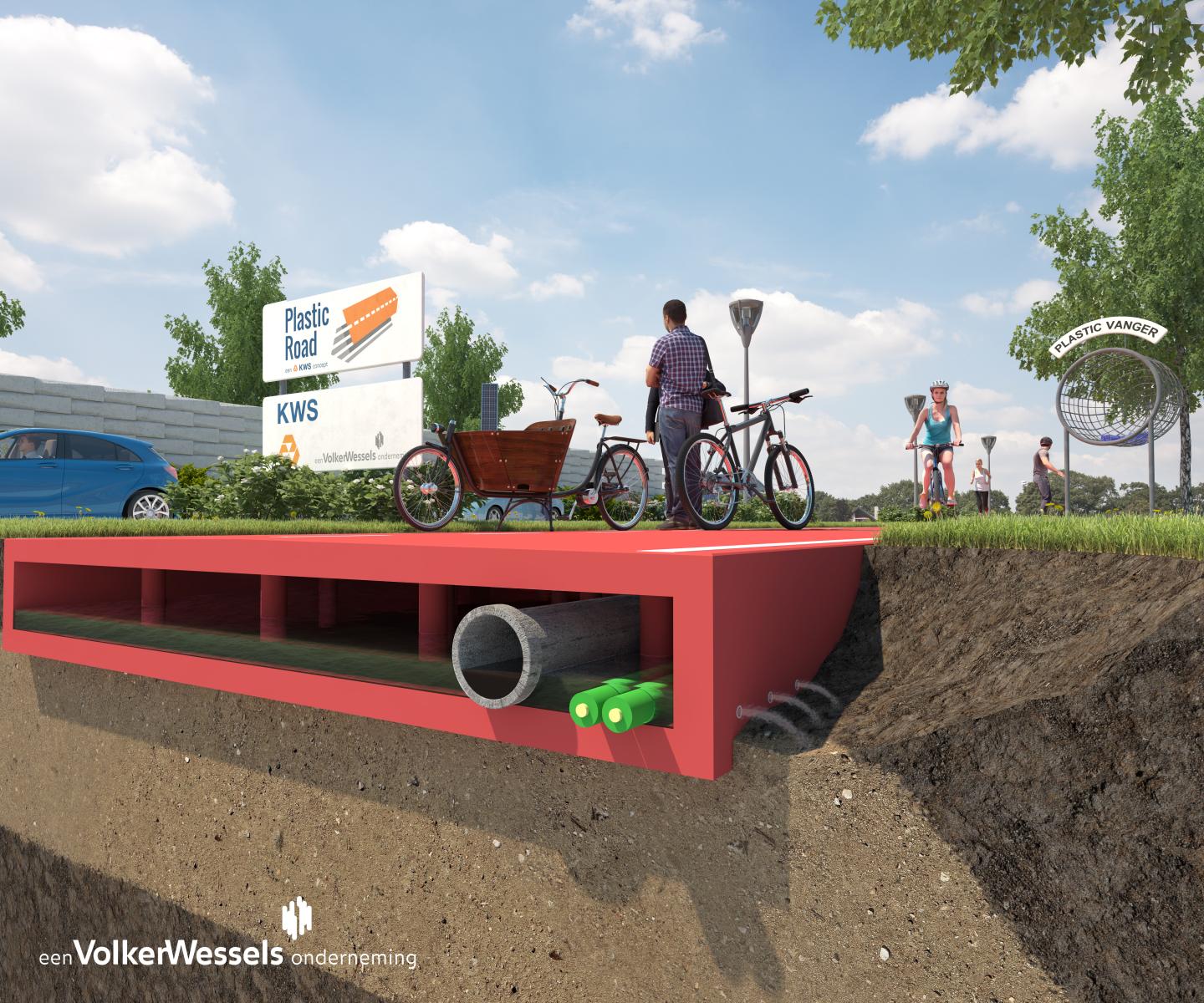 Here’s a Lego-brick road made from recycled plastic that you can drive on