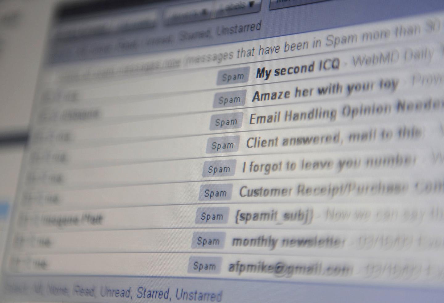 A computer screen inbox displaying unsol