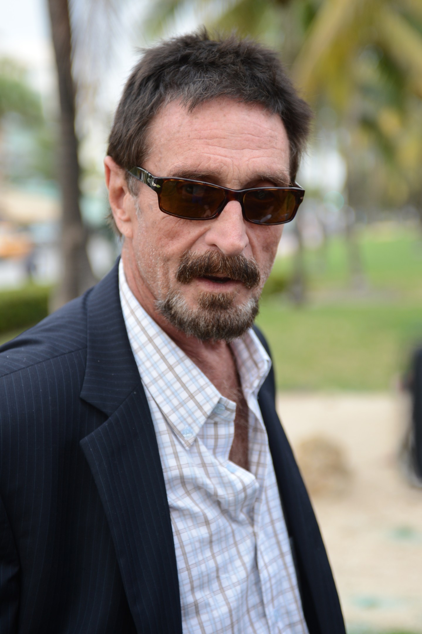 MIAMI BEACH, FL - DECEMBER 13: John McAfee is sighted in South Beach on December 13, 2012 in Miami Beach, Florida. (Photo by Larry Marano/WireImage)