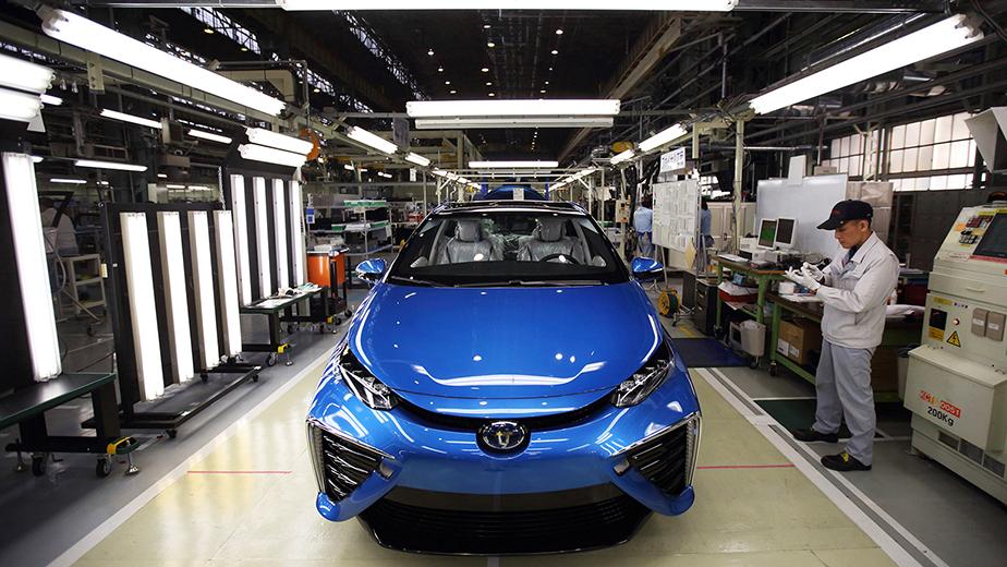 Toyota Motor Corp. President Akio Toyoda Attends Line Off Event For The Mirai Fuel Cell Vehicle