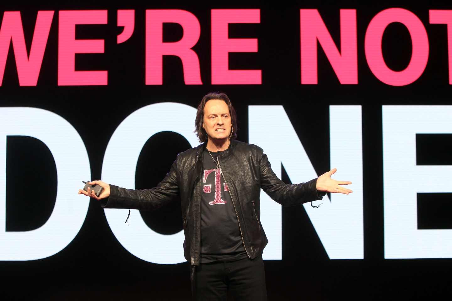 John Legere, CEO of T-Mobile, at a press conference on March 18, 2015 in New York City.