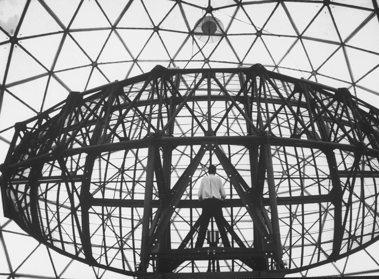 Radar scanning screen inside its domed r