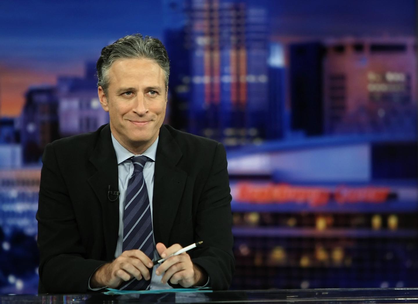 Host Jon Stewart of Comedy Central's "The Daily Show with Jon Stewart" tapes "The Daily Show with Jon Stewart: Restoring Honor &amp; Dignity to the White House" at the McNally Smith College of Music September 5, 2008 in St. Paul, Minnesota. The show is being taped in St. Paul during the week of the Republican National Convention.