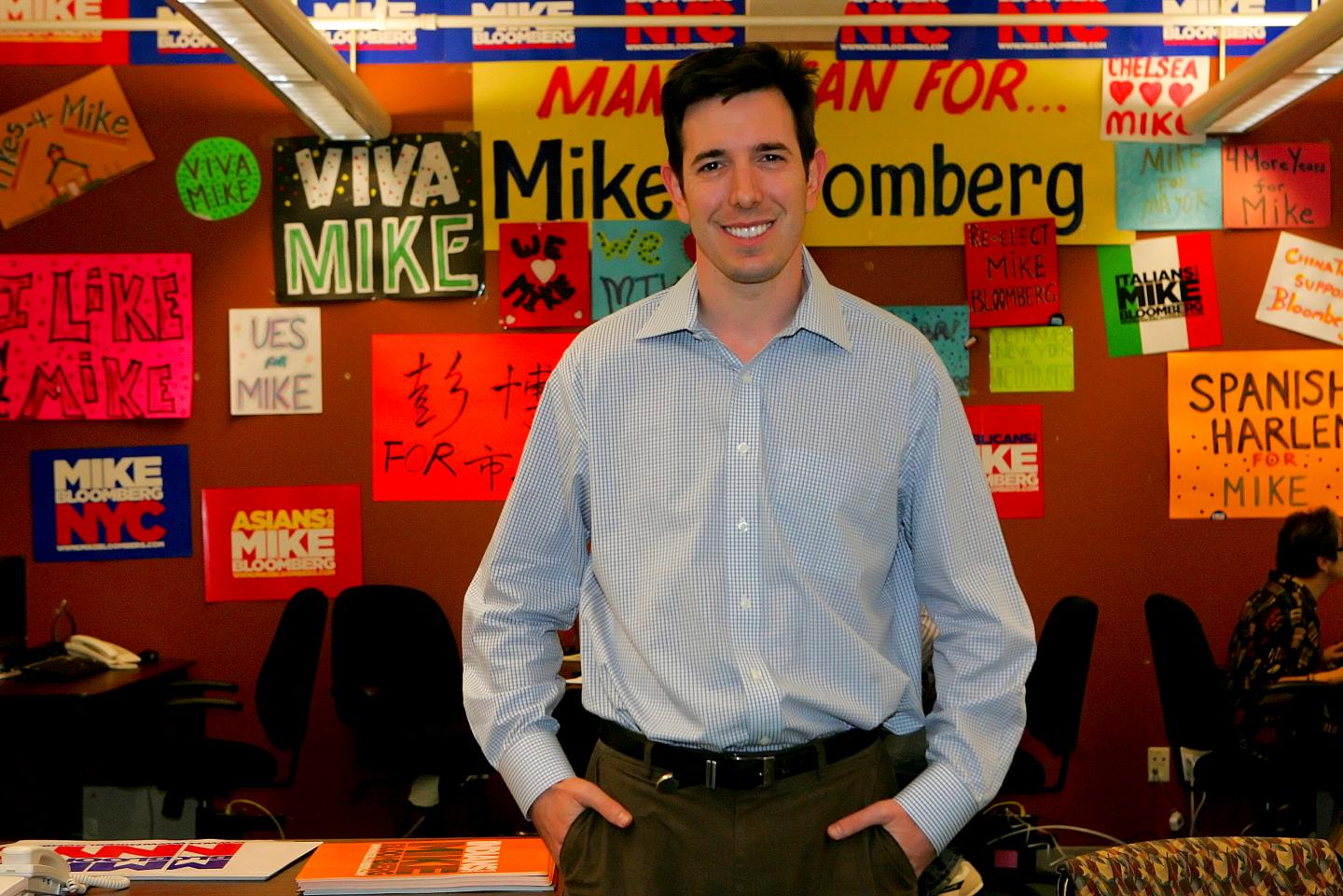 Bradley Tusk at Mayor Michael Bloomberg's campaign headquarters.