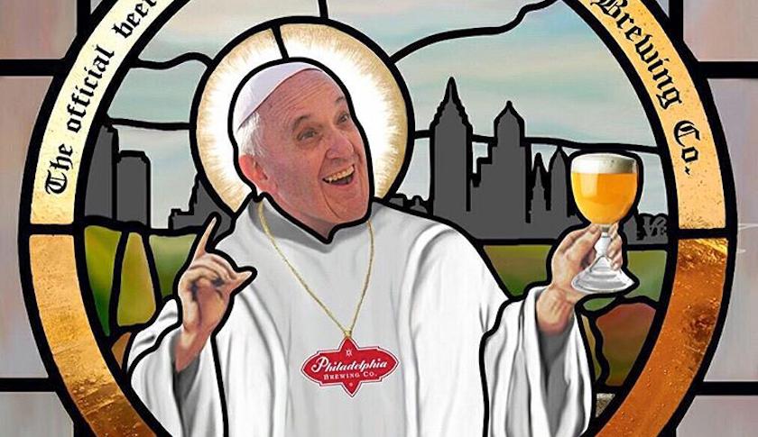 Philadelphia Brewing Company's "Holy Wooter" beer pays tribute to Pope Francis.