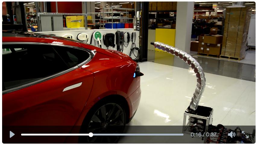 Watch Tesla’s creepy automatic charger connect to a car