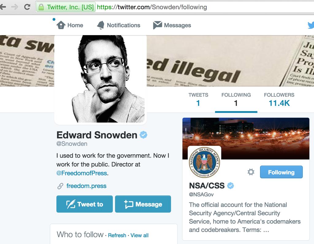 NSA mega-leaker Edward Snowden just joined Twitter