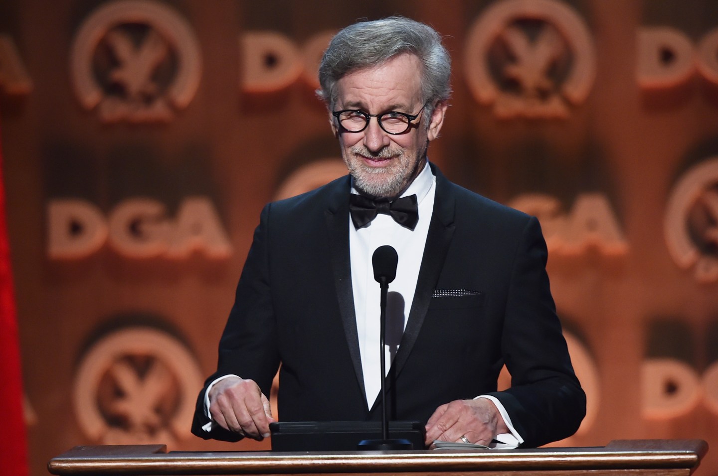 Film director Steven Spielberg onstage at the 67th Annual Directors Guild Of America Awards at the Hyatt Regency Century Plaza on February 7, 2015 in Century City, California.