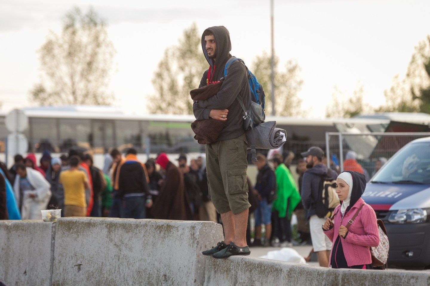 Refugees waiting to be transferred in Austria