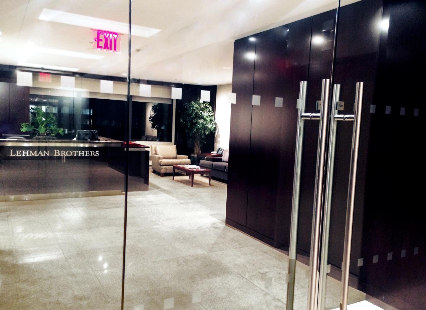 Lehman Brothers Holdings' current offices on the 40th floor of New York's Time & Life Building, on Sept. 15, 2015, exactly seven years after the bank's collapse.