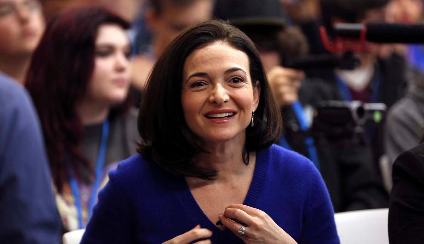 Facebook COO Sheryl Sandberg looks on at the Facebook headquarters in Menlo Park
