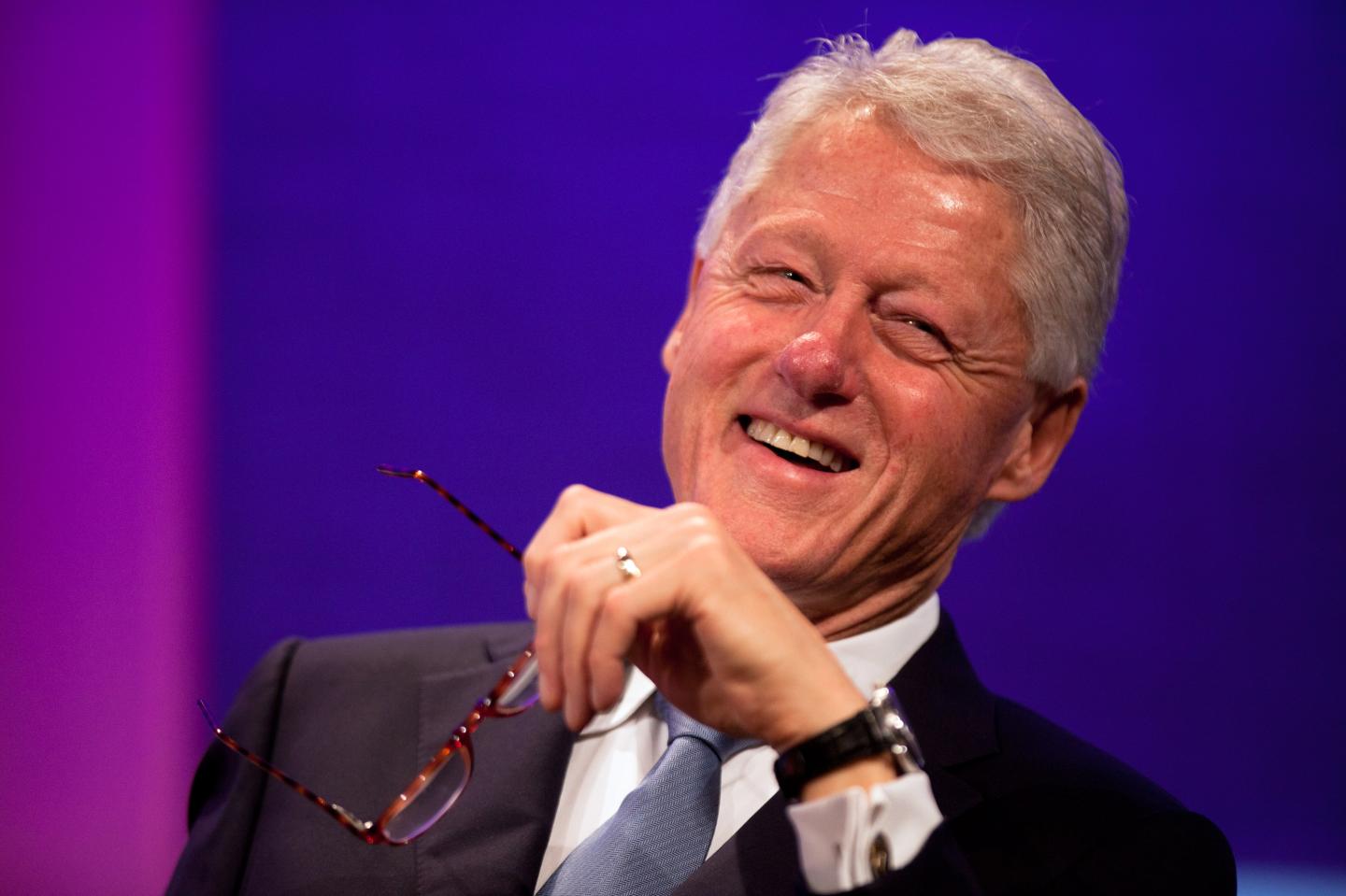 NEW YORK - SEPTEMBER 20: Former U.S. President Bill Clinton addresses the audience during the opening plenary, called Leaders Dialogue on Climate Change, of the seventh annual meeting of the Clinton Global Initiative (CGI) at the Sheraton New York Hotel on September 20, 2011 in New York City. Established in 2005 by former U.S. President Bill Clinton, the CGI assembles global leaders to develop and implement solutions to some of the world's most urgent problems. (Photo by Daniel Berehulak/Getty Images)
