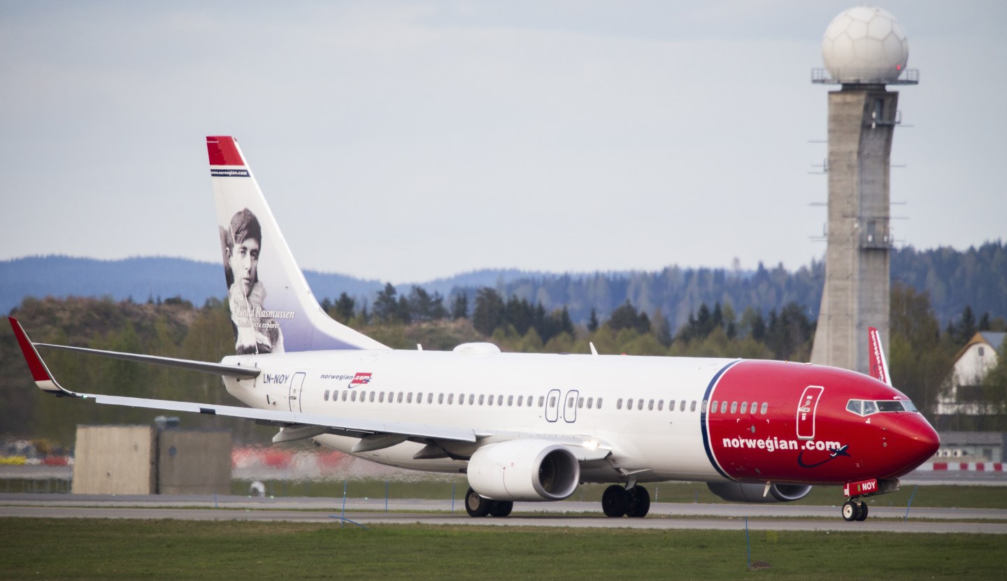 A Boeing 737-33S operated by Norwegian Air Shuttle on the tarmac at the Oslo Airport Gardemoen.