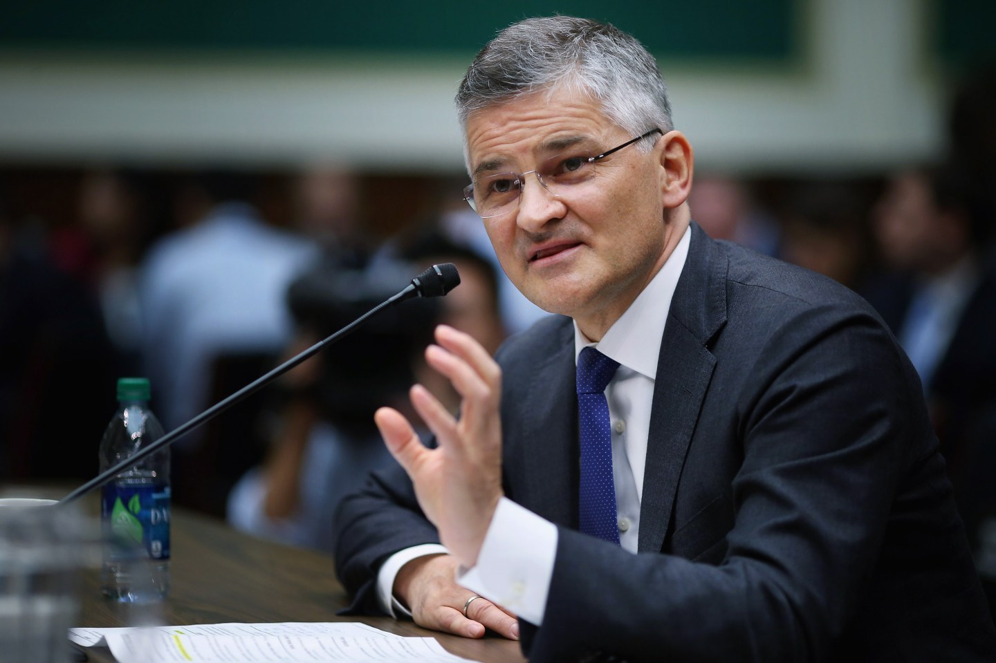 WASHINGTON, DC - OCTOBER 08: Volkswagen Group of America President and CEO Michael Horn testifies before the House Energy and Commerce Committee's Oversight and Investigations Subcommittee in the Rayburn House Office Building on Capitol Hill October 8, 2015 in Washington, DC. Horn was questioned by members of Congress about the origins and details behind Volkswagen's emissions scandal, which the company said involved the rigging of engines in 11 million diesel cars around the world to beat emissions tests. (Photo by Chip Somodevilla/Getty Images)