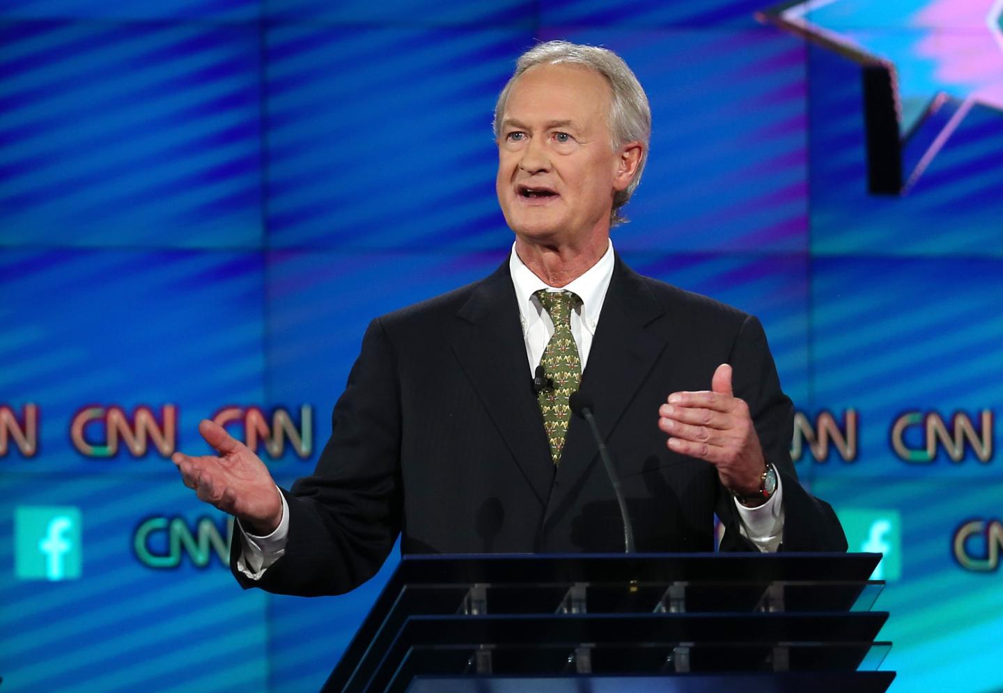 Former presidential candidate Lincoln Chafee at the Democratic debate in Las Vegas earlier this month.