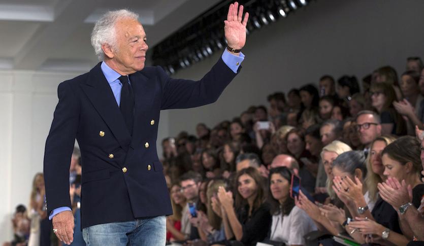 Ralph Lauren greets the crowd after presenting his Spring/Summer 2016 collection during New York Fashion Week in September.