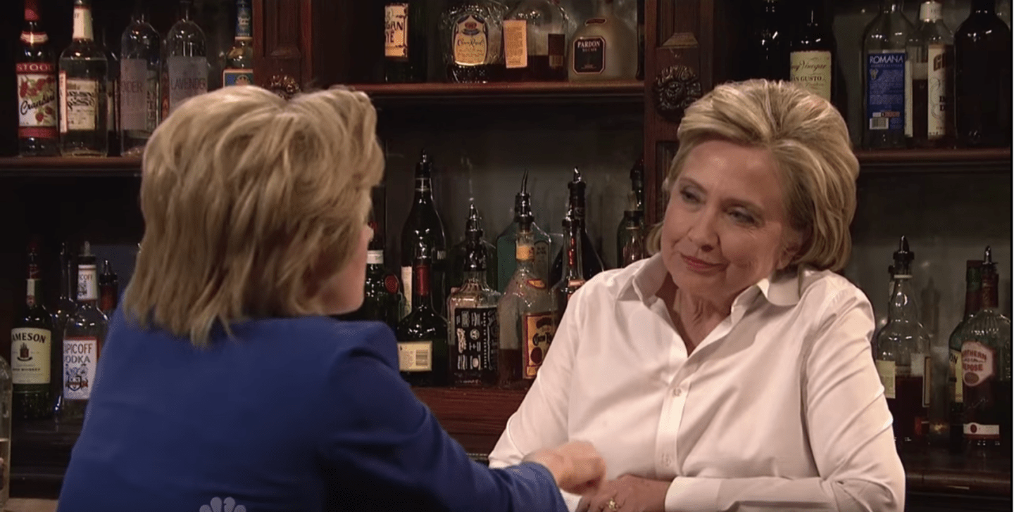 Hillary Rodham Clinton and Kate McKinnon on Saturday Night live (October 2, 2015)