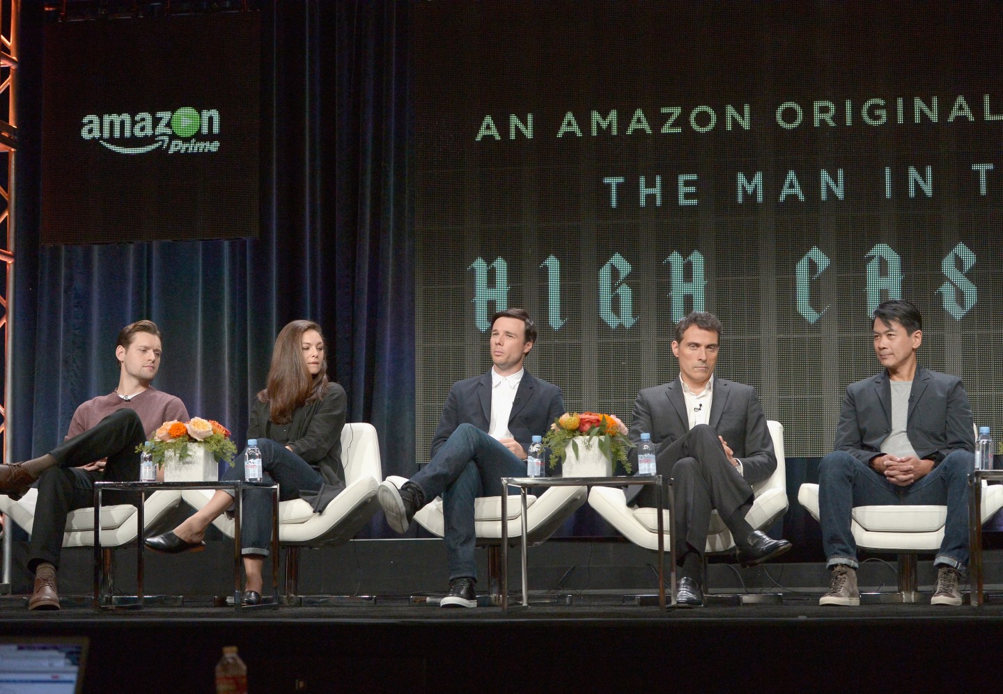 speaks onstage during the 'Hand Of God' panel discussion at the Amazon Studios portion of the 2015 Summer TCA Tour on August 3, 2015 in Beverly Hills, California.