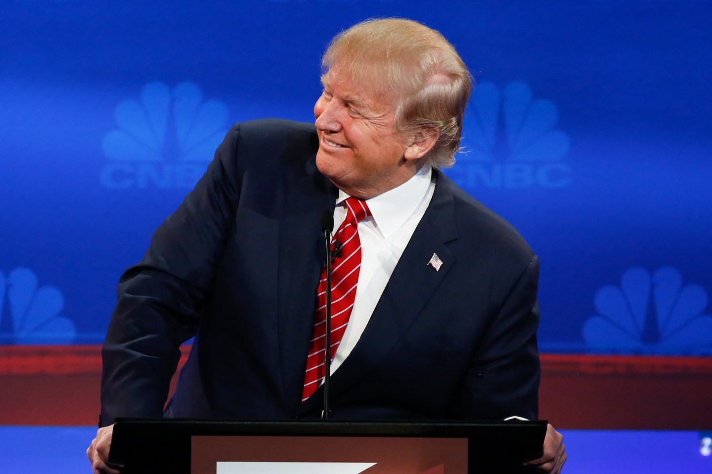 CNBC EVENTS -- The Republican Presidential Debate: Your Money, Your Vote -- Pictured: Donald Trump participates in CNBC's "Your Money, Your Vote: The Republican Presidential Debate" live from the University of Colorado Boulder in Boulder, Colorado Wednesday, October 28th at 6PM ET / 8PM ET -- (Photo by: David A. Grogan/CNBC/NBCU Photo Bank)