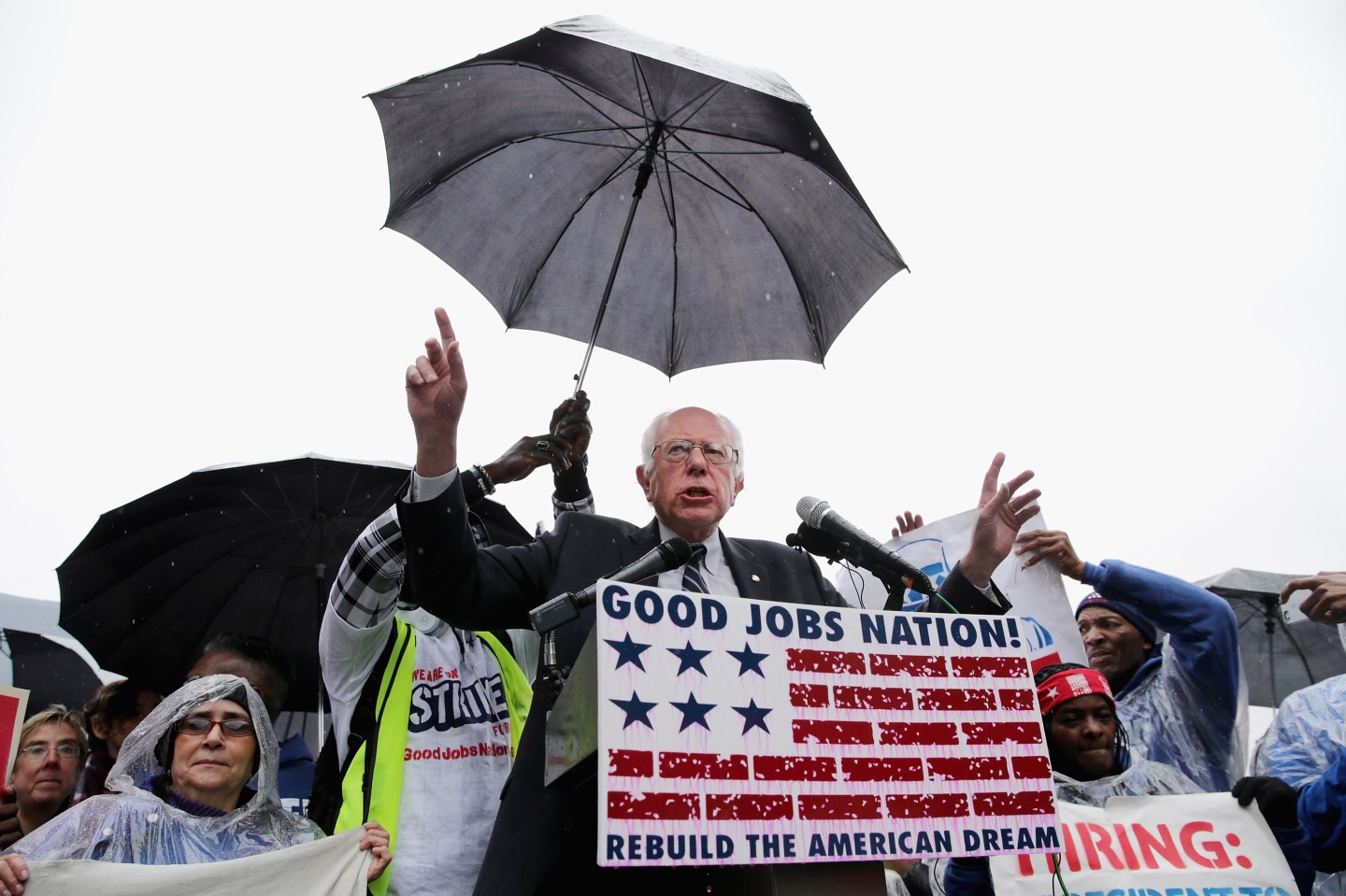 Sen. Bernie Sanders Joins Activists Demonstrating For Higher Wages For Restaurant Workers