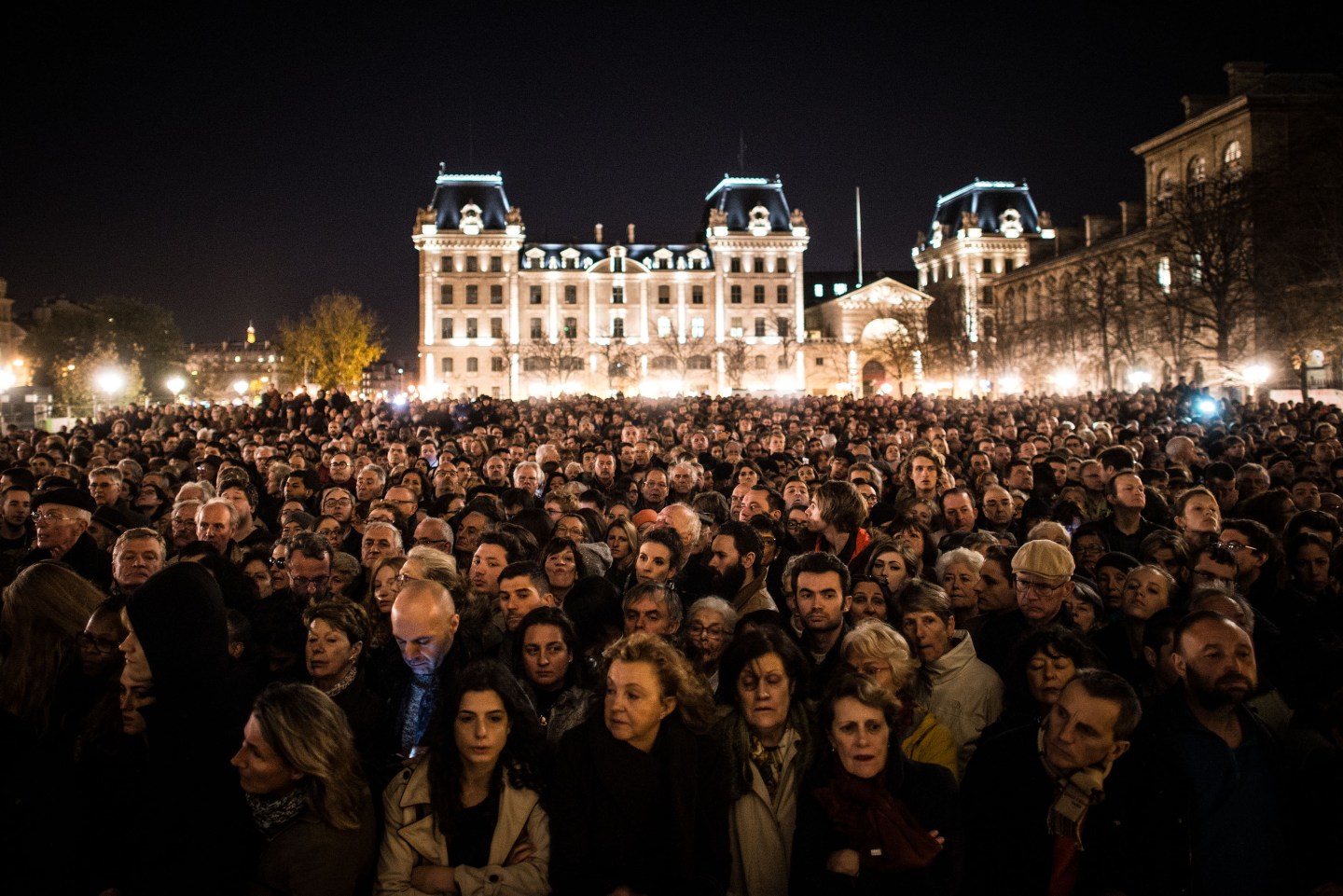 Crowds Attend Memorial Service At Notre Dame Cathedral In Paris