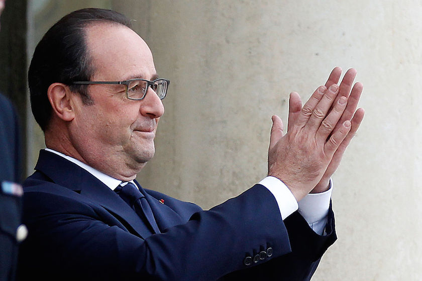 French President Francois Hollande Receives Ban Ki-Moon, UN Secretary-General At Elysee Palace