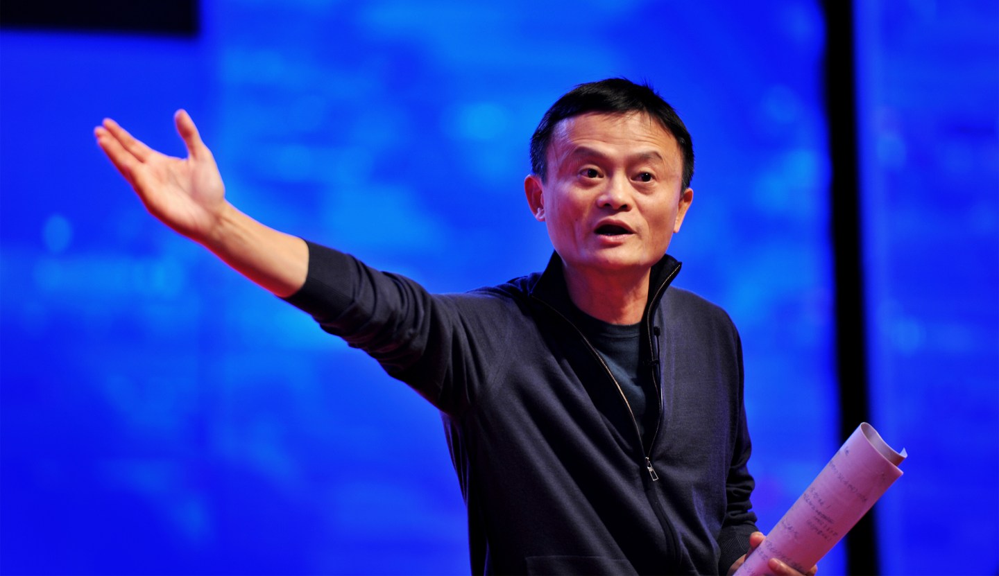HANGZHOU, CHINA - OCTOBER 25: (CHINA OUT) Jack Ma, founder and chairman of Alibaba Group, president of the General Association of Zhejiang Entrepreneurs, makes a speech on the Zhejiang Entrepreneurs Association on October 25, 2015 in Hangzhou, Zhejiang Province of China. (Photo by ChinaFotoPress/ChinaFotoPress via Getty Images)